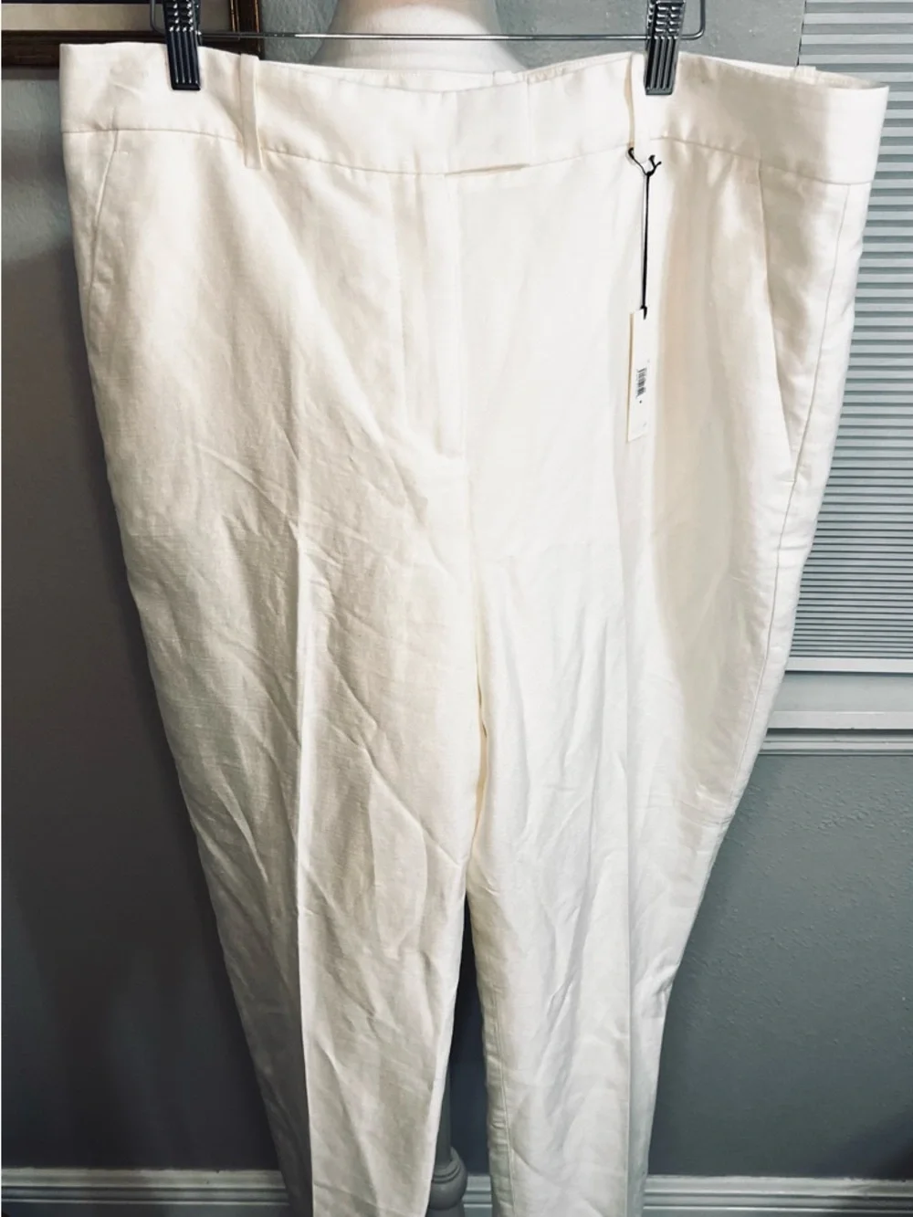 Banana Republic Cream High-Waist Straight Linen-Blend Pants 16 nwt